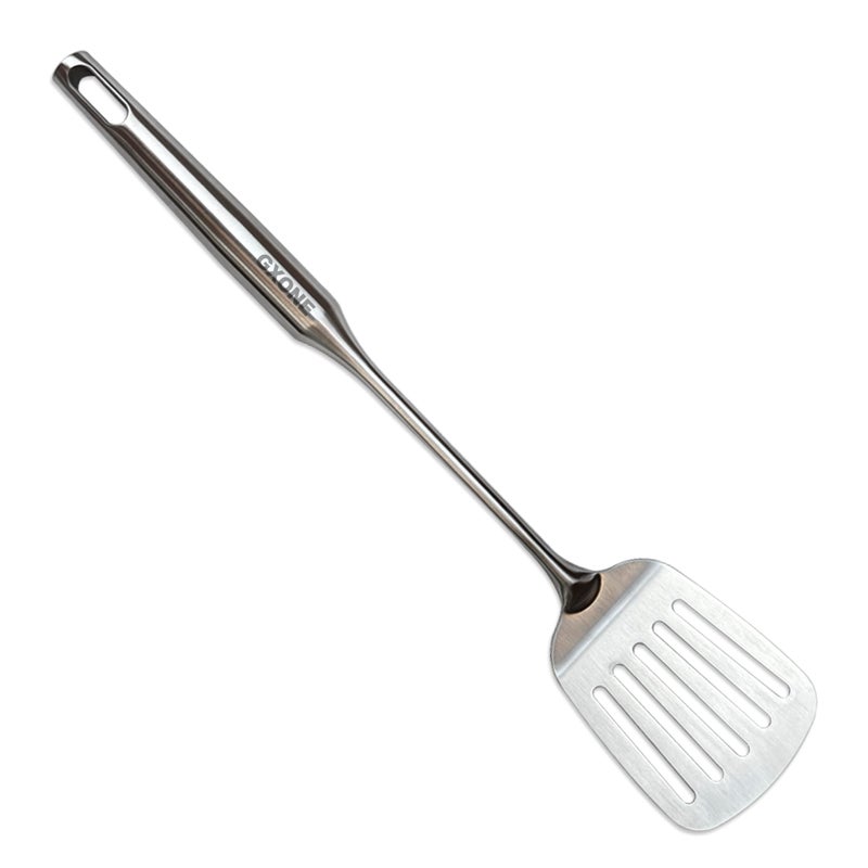 GXONE Stainless Steel Slotted Spatula,Cooking Utensil For Kitchen Use With Hollow Handle,Silver/14.9Inch - Image 1